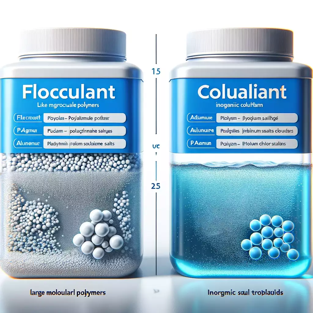 Pictures comparing flocculants and coagulants